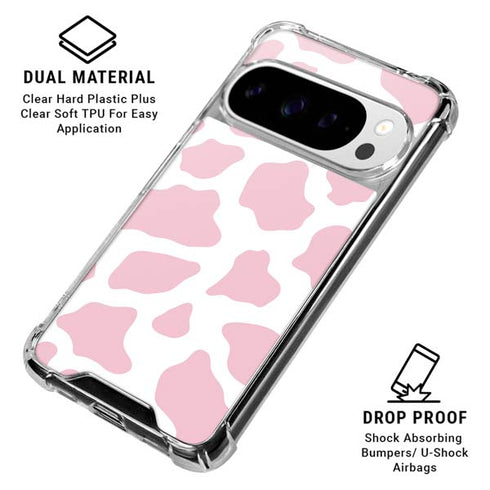 Pink Cow Print Google Pixel 10 Pro XL Clear Case